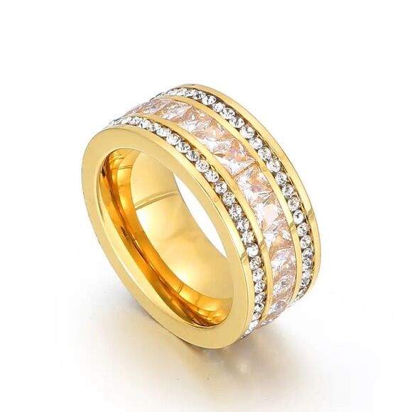 💎269💎  14k Yellow Gold Diamond Triple Row Eternity Ring Band Kind Luxuri… - Picture 3 of 11